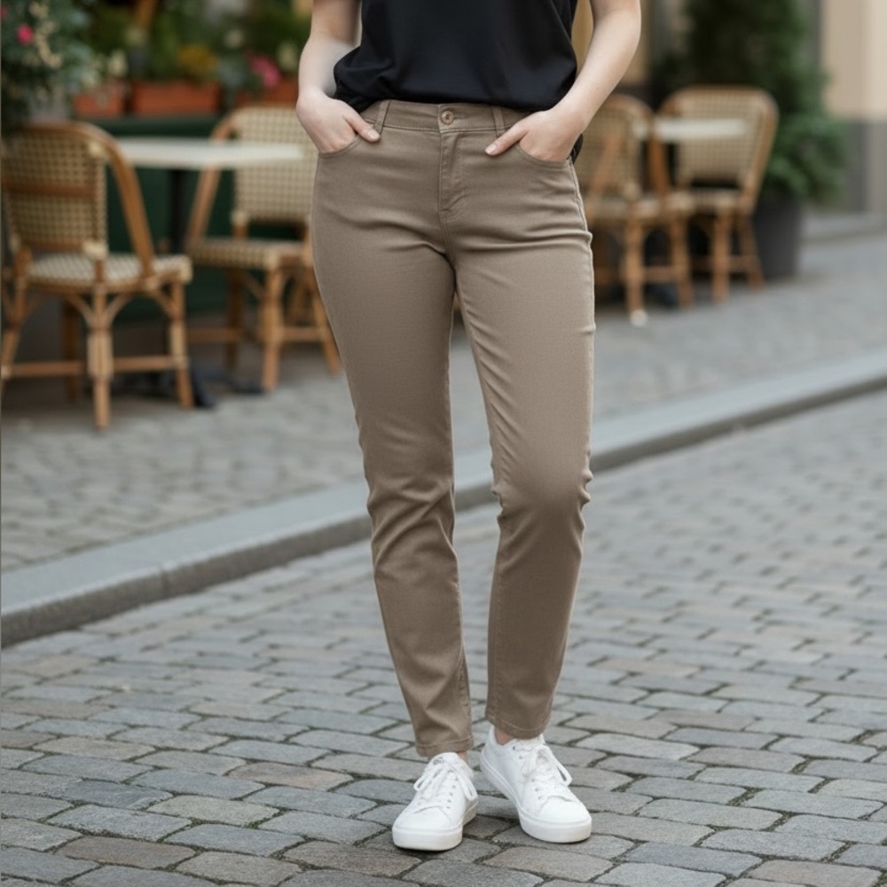 Chico's Taupe Suede Like Trousers -Size 3